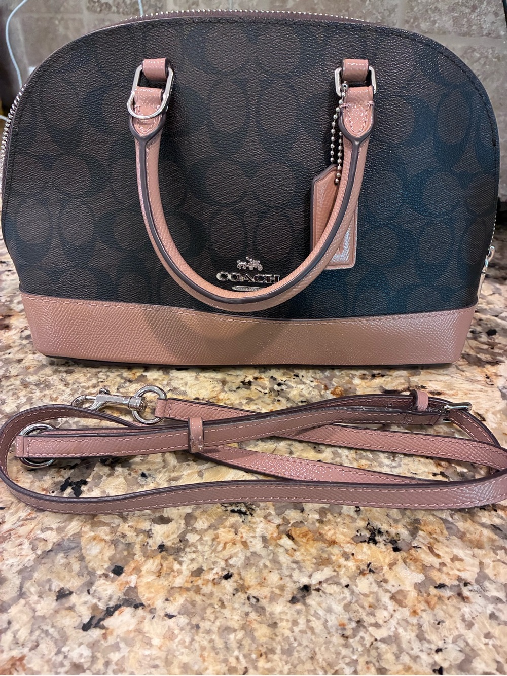 NWOT Coach Signature Mini Sierra Satchel in Brown and Dusty Rose